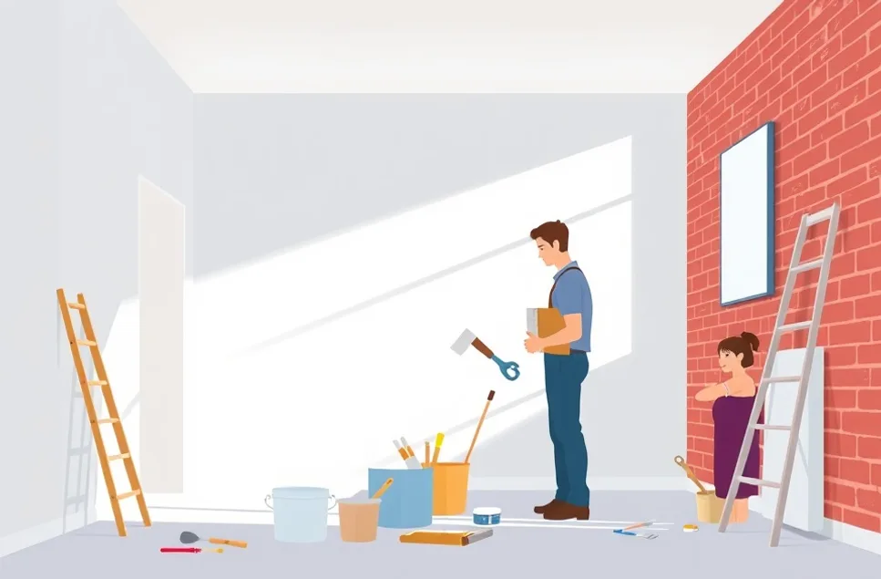 Intérieur rénové après travaux de peinture à Déville-lès-Rouen
