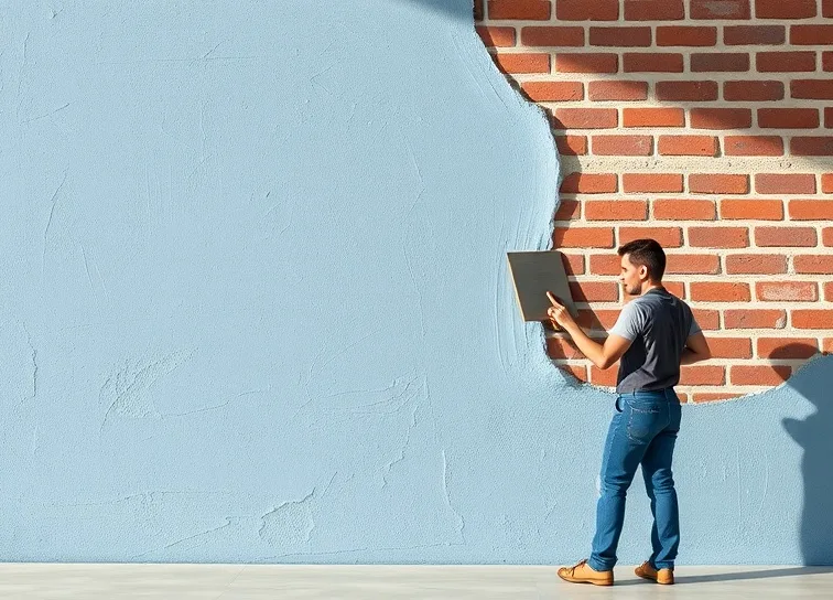 Application d'un enduit décoratif à la lisseuse sur un mur