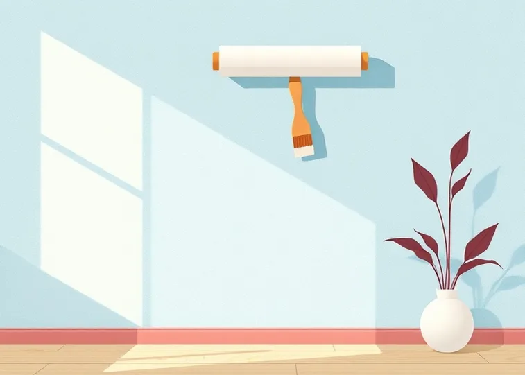 Pose de papier peint, rouleau et brosse à maroufler